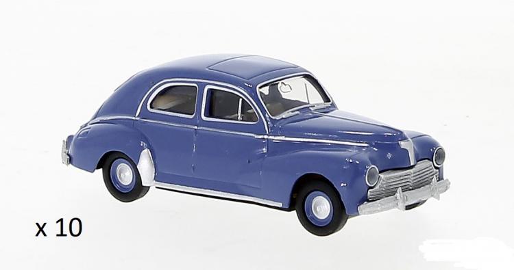 LOT DE 10 PEUGEOT 203 BERLINE TRICORPS 4 PORTES BLEU INTERIEUR MARRON DE 1948 À 1960