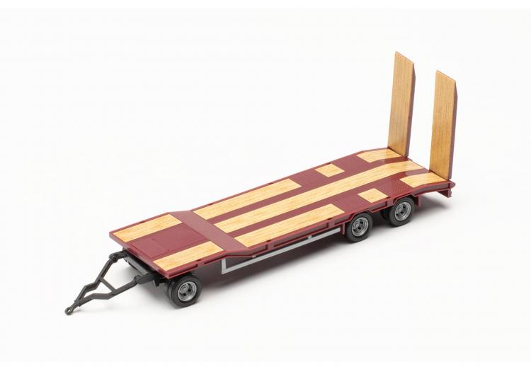 REMORQUE GOLDHOFER 3 ESSIEUX SURBAISSÉE POUR ENGIN DE CHANTIER ROUGE FONCE