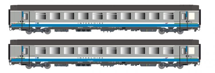 SET DE 2 VOITURES VOYAGEURS VTU B9 1/2TUX + B9 1/2TUX, LIVRÉE INTERLOIRE D’ORIGINE SNCF - (A RESERVER)