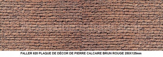PLAQUE DE DÉCOR DE PIERRE CALCAIRE BRUN ROUGE 250X125mm