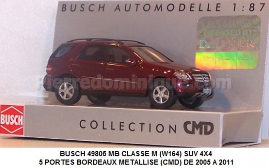 MB CLASSE M (TYPE W164) 4X4 SUV 5 PORTES BORDEAUX METALLISE DE 2005 A 2011