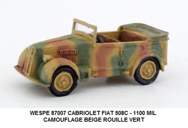 CABRIOLET FIAT 508C - 1100 MIL CAMOUFLAGE BEIGE ROUILLE VERT