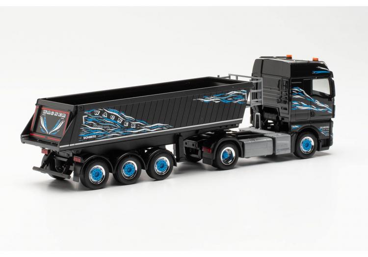 SEMI-REMORQUE MAN TGX GM NOIR BENNE BASCULANTE DE CHANTIER 3 ESSIEUX WAGNER MITTELESCHENBACH