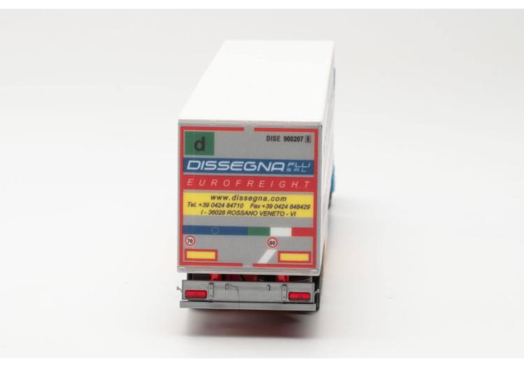 TRACTEUR SCANIA 142 SEMI-REMORQUE BACHE DISSEGNA BLEU GRIS JAUNE (I/ROSSANO VENETO)