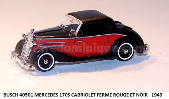 MERCEDES 170S CABRIOLET FERME ROUGE ET NOIR 1949