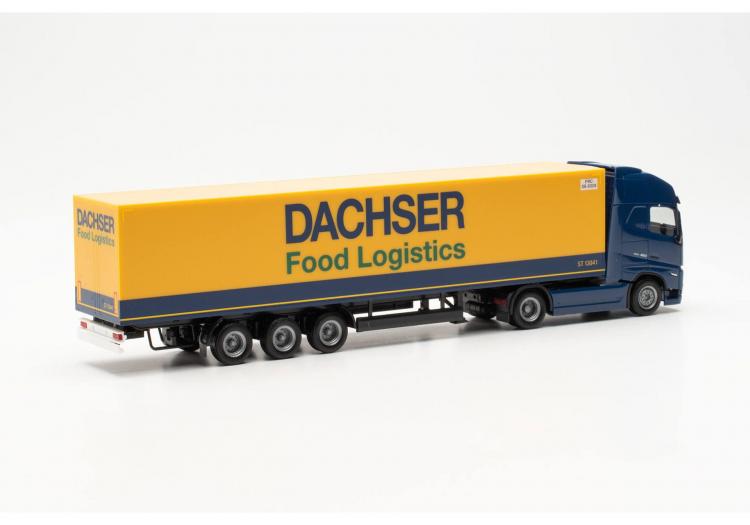 TRACTEUR VOLVO FH GL XL 2020 BLEU MARINE SEMI-REMORQUE FRIGO ( DACHSER FOOD LOGISTICS ) JAUNE