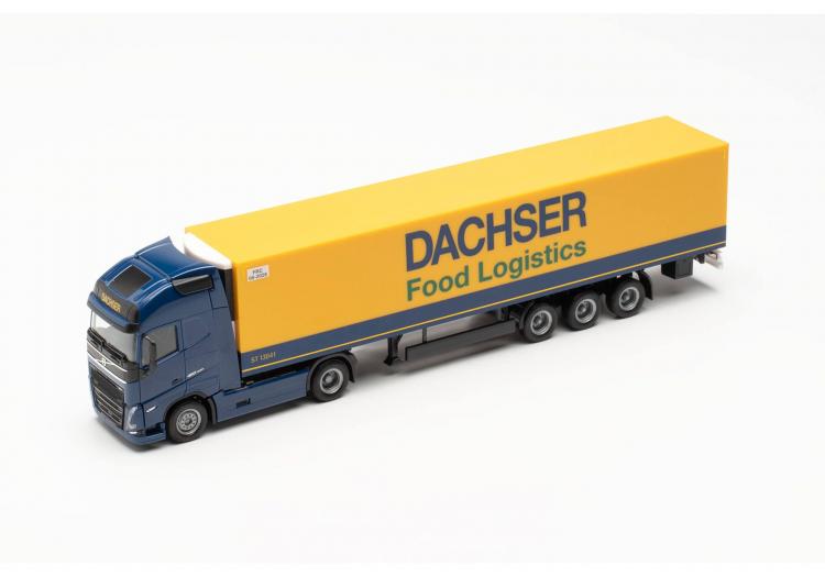 TRACTEUR VOLVO FH GL XL 2020 BLEU MARINE SEMI-REMORQUE FRIGO ( DACHSER FOOD LOGISTICS ) JAUNE