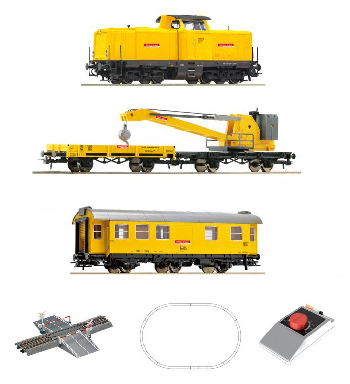 COFFRET DE DEPART LOCOMOTIVE DIESEL SERIE 212 + 3 WAGONS DONT 1 GRUE DB AG