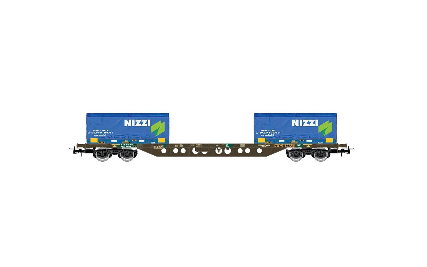 Jouef Wagon S70 Porte-conteneurs 4 Essieux – échelle HO 1/87, Caisse Mobile, Gris, Pour Modélisme Ferroviaire Adulte