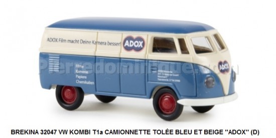 VW KOMBI T1a CAMIONNETTE TOLÉE BLEU ET BEIGE ''ADOX'' (D)