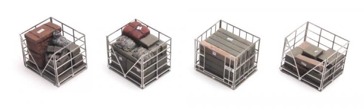 LOT DE 4 PALLETTES CAGE METALLIQUE CHARGEES ECHELLE HO