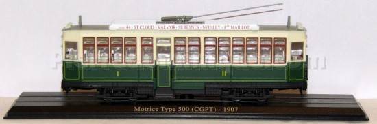 TRAMWAY HISTORIQUES MOTRICE TYPE 500 ligne 444 St CLOUD-Pte MAILLOT  PARIS 1907