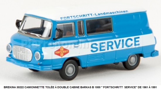 CAMIONNETTE TOLÉE Ã€ DOUBLE CABINE BARKAS B 1000 '' FORTSCHRITT  SERVICE'' DE 1961 Ã€ 1991