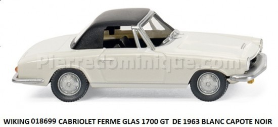  CABRIOLET FERMER GLAS 1700 GT DE 1964 BLANC CAPOTE NOIR