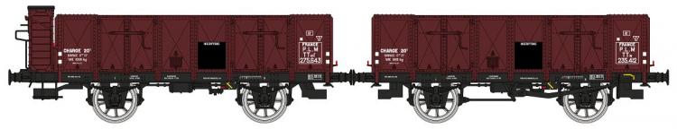SET DE 2 WAGONS TOMBEREAU OCEM 19, TTWF 275643 ET TTW 235412 PLM