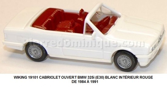 CABRIOLET OUVERT BMW 325i (E30) BLANC INTÉRIEUR ROUGE DE 1984 Ã€ 1991