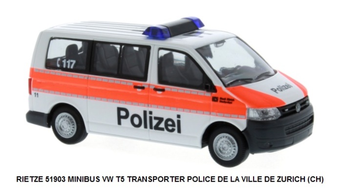 MINIBUS VW T5 TRANSPORTER POLICE DE LA VILLE DE ZURICH (CH)