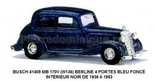 MB 170V (W136) BERLINE 4 PORTES BLEU FONCÉ INTÉRIEUR NOIR DE 1936 Ã€ 1953