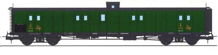 *PROMOS* - FOURGON A BOGIE ex-PLM N°24593 PLM - SANS FEUX DE FIN DE CONVOI