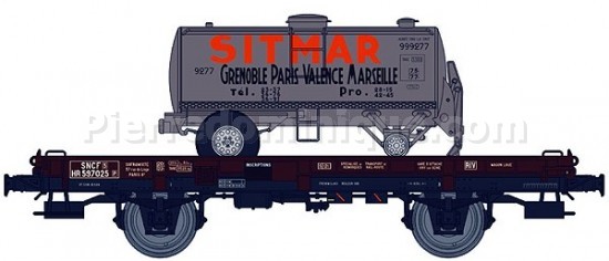 Wagon Mono-porteur UFR avec remorque citerne SITMAR Grenoble, Paris, Valence, Marseille