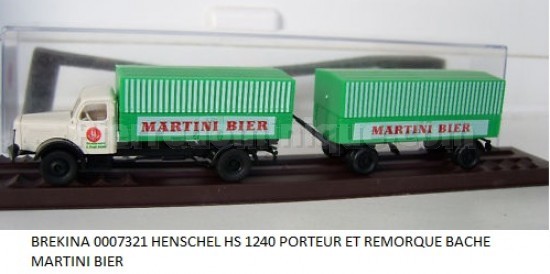 CAMION HENSCHEL HS 124 AVEC REMORQUE BACHE "MARTINI BIER"