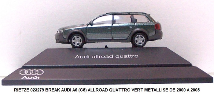 BREAK AUDI A6 (C5) ALLROAD QUATTRO VERT METALLISE DE 2000 A 2005