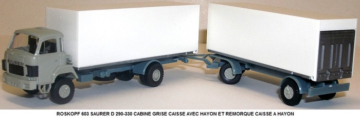 SAURER D 290-330 CABINE GRISE CAISSE AVEC HAYON ET REMORQUE CAISSE A HAYON
