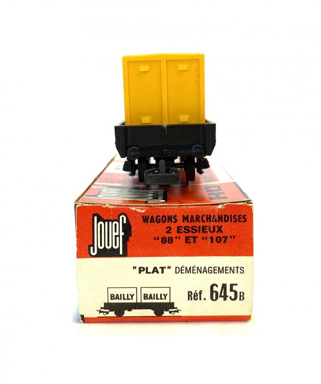 WAGON PLAT - 2 CONTENEURS BAILLY JAUNE SNCF