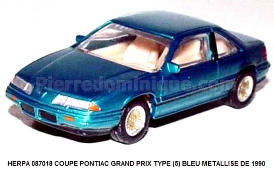 COUPE PONTIAC GRAND PRIX TYPE (5) BLEU METALLISE DE 1990