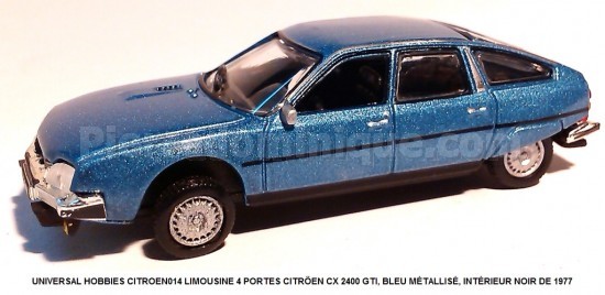 LIMOUSINE 4 PORTES CITRÖEN CX 2400 GTI, BLEU MÉTALLISÉ, INTÉRIEUR NOIR DE 1977
