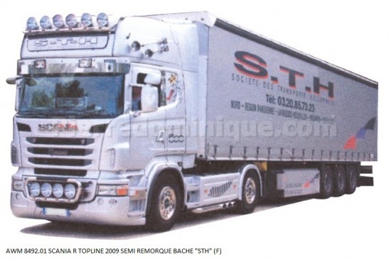 TRACTEUR SCANIA R09 TOPLINE ET SA SEMI REMORQUE BACHE ''STH'' (F)
