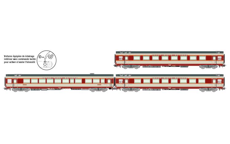 SET DE 3 VOITURES VOYAGEURS GRAND CONFORT TEE LE KLEBER SNCF