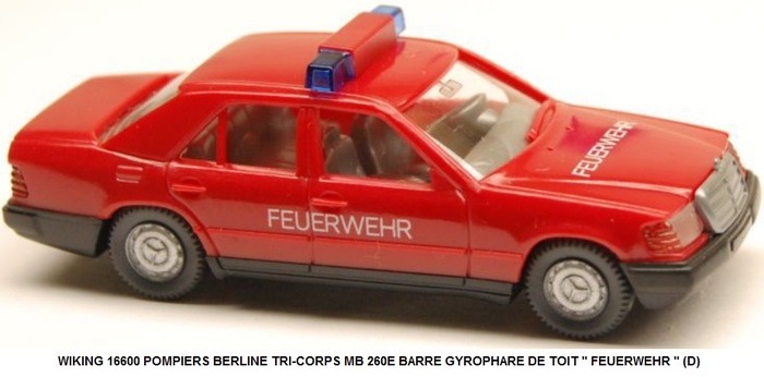 POMPIERS BERLINE TRI-CORPS MB 260E BARRE GYROPHARE DE TOIT 