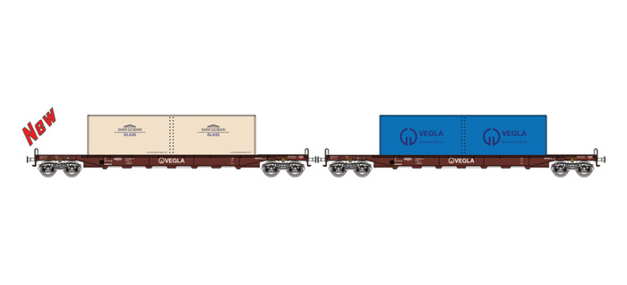 COFFRET 2 WAGONS TRANSPORT DE VERRE  Uais SAINT GOBAIN GLASS DB