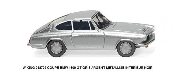COUPE BMW 1600 GT GRIS ARGENT METALLISE INTERIEUR NOIR