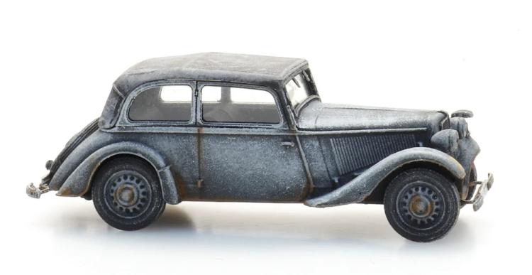 LIMOUSINE CABRIOLET OUVERT ADLER TRUMPF JUNIOR GRIS ARMEE CAMOUFLAGE HIVER