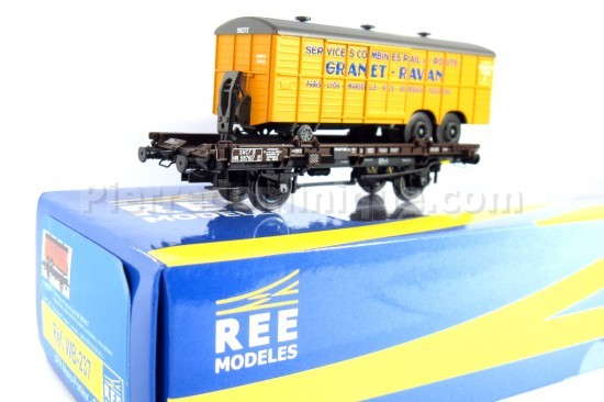 *PROMOS* - WAGON PLAT UFR MONO PORTEUR SNCF + REMORQUE GRANET RAVAN