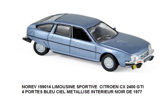 LIMOUSINE SPORTIVE CITROEN CX 2400 GTI 4 PORTES BLEU CIEL METALLISE INTERIEUR NOIR DE 1977