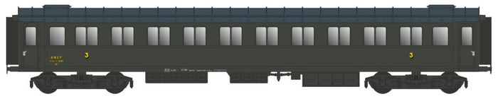 *PROMOS* - VOITURE Ex-FS Prise de Guerre 3ème Classe Cmyf 11450 Vert 306, toit gris, SNCF Ep.IIIA