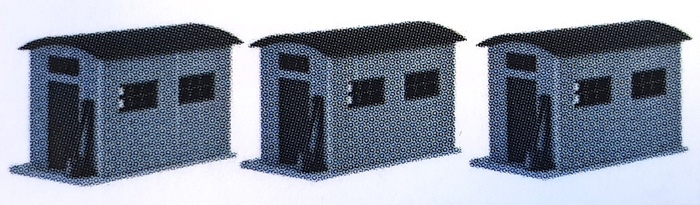 MAQUETTE DE 3 CABANES EN TOLE ONDULEE WELLBLECHHÜTTE