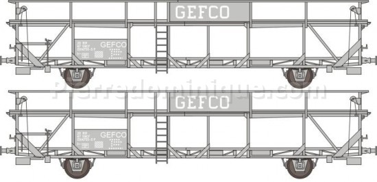 *PROMOS* - COFFRET 2 WAGONS PORTE-AUTOS GRIS ''TA 52'', GEFCO, SANS CHARGEMENT SNCF