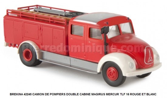 CAMION DE POMPIERS DOUBLE CABINE MAGIRUS MERCUR TLF 16 ROUGE ET BLANC
