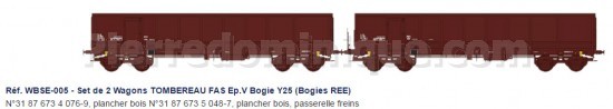 COFFRET DE 2 WAGONS TOMBEREAUX FAS SNCF
