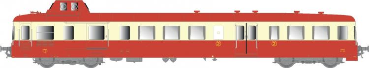 AUTORAIL DIESEL PICASSO XBD 3845 ROUGE CRÈME TOIT ROUGE 2È CL. CHALINDREY EP. IV SNCF