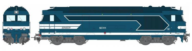 LOCOMOTIVE DIESEL BB 67411 STRASBOURG BLEUE LOGO NOUILLE 3EME PHARE SNCF - AC 3 RAILS DIGITAL SOUND - (A RESERVER)