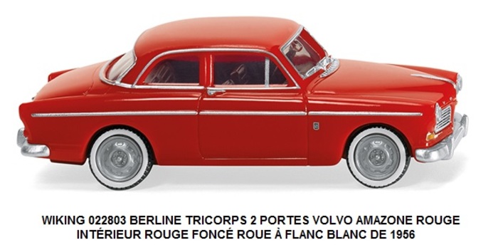 BERLINE TRICORPS 2 PORTES VOLVO AMAZONE ROUGE  INTÉRIEUR ROUGE FONCÉ ROUE Ã€ FLANC BLANC DE 1956