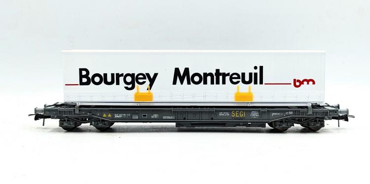 WAGON PORTE CONTENEURS BOURGEY MONTREUIL SNCF SEGI