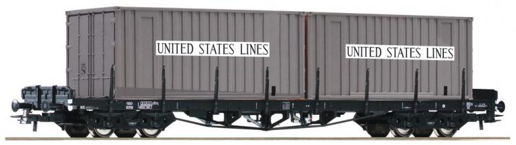 WAGON PLAT A RANCHERS NS + 2 CONTENEURS UNITED STATES LINES