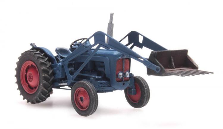 TRACTEUR AGRICOLE FORD DEXTA BLEU AVEC CHARGEUR ET SEMOIR