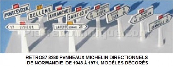 PANNEAUX MICHELIN DIRECTIONNELS DE NORMANDIE  DE 1948 Ã€ 1971, MODÈLES DÉCORÉS